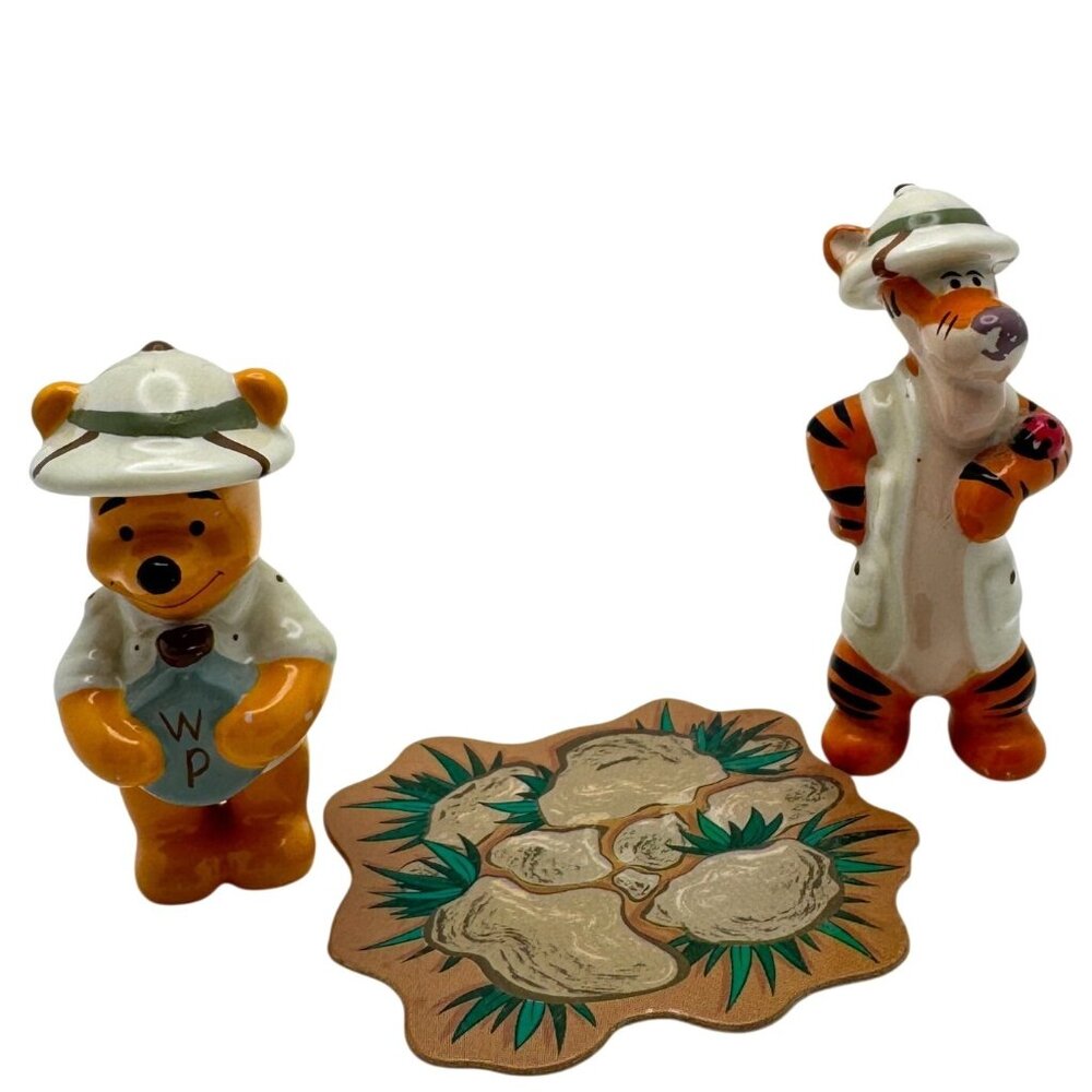 Disney Animal Kingdom Safari Winnie The Pooh Tigger Porcelain Figures Vintage